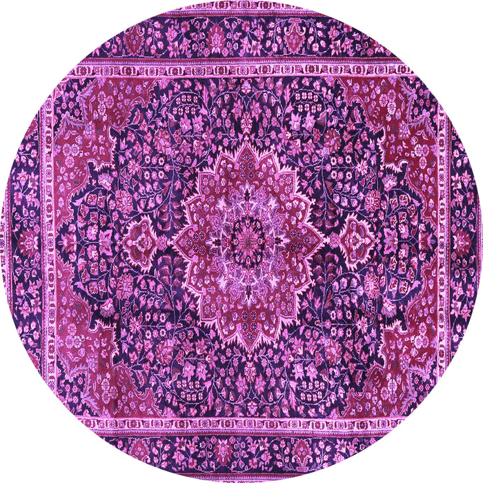 Round Medallion Purple Traditional Rug, tr2782pur