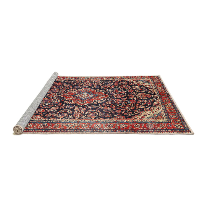 Sideview of Machine Washable Traditional Saffron Red Rug, wshtr2783