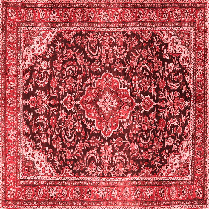 Machine Washable Medallion Red Traditional Rug, wshtr2783red