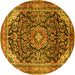 Round Medallion Yellow Traditional Rug, tr2783yw