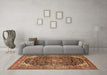 Machine Washable Medallion Brown Traditional Rug in a Living Room,, wshtr2783brn