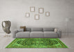 Machine Washable Medallion Green Traditional Area Rugs in a Living Room,, wshtr2783grn