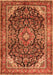 Serging Thickness of Machine Washable Medallion Orange Traditional Area Rugs, wshtr2783org