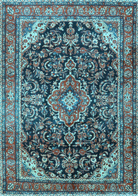 Medallion Light Blue Traditional Rug, tr2783lblu