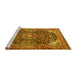 Sideview of Machine Washable Medallion Yellow Traditional Rug, wshtr2783yw