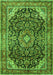 Serging Thickness of Machine Washable Medallion Green Traditional Area Rugs, wshtr2783grn