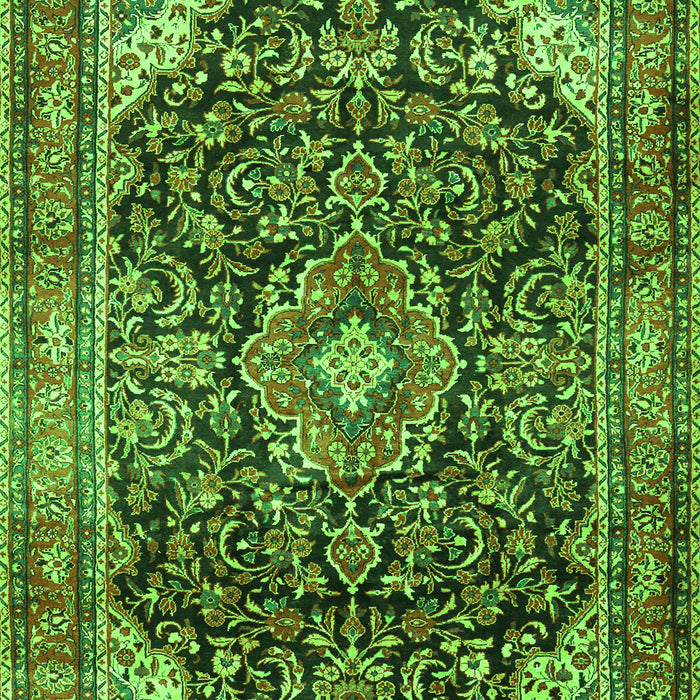 Serging Thickness of Machine Washable Medallion Green Traditional Area Rugs, wshtr2783grn