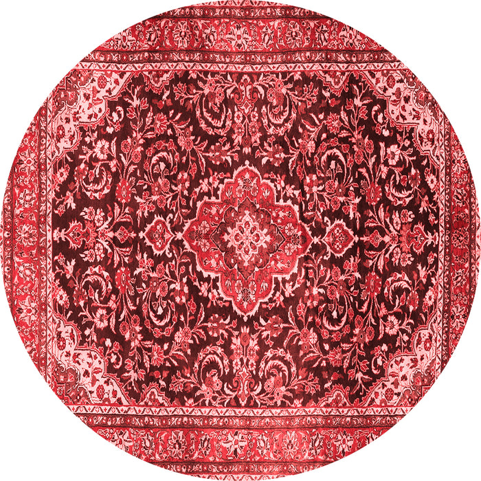 Machine Washable Medallion Red Traditional Rug, wshtr2783red