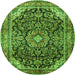 Square Medallion Green Traditional Rug, tr2783grn