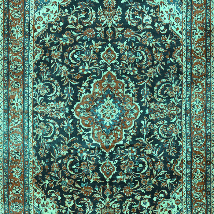 Machine Washable Medallion Turquoise Traditional Area Rugs, wshtr2783turq