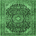 Square Machine Washable Medallion Emerald Green Traditional Area Rugs, wshtr2783emgrn