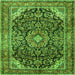 Round Machine Washable Medallion Green Traditional Area Rugs, wshtr2783grn