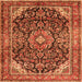 Serging Thickness of Medallion Orange Traditional Rug, tr2783org