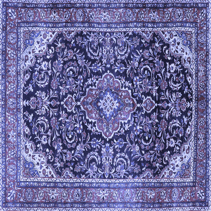 Square Machine Washable Medallion Blue Traditional Rug, wshtr2783blu