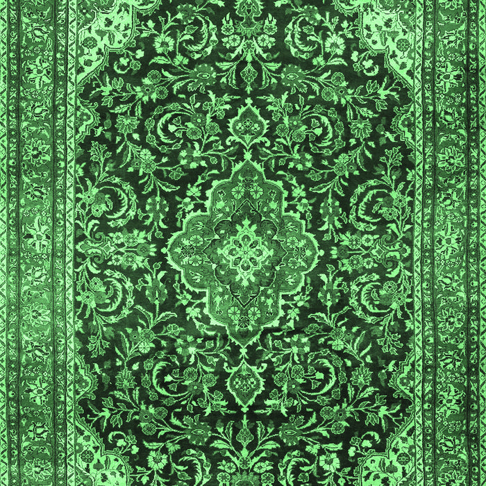 Machine Washable Medallion Emerald Green Traditional Area Rugs, wshtr2783emgrn