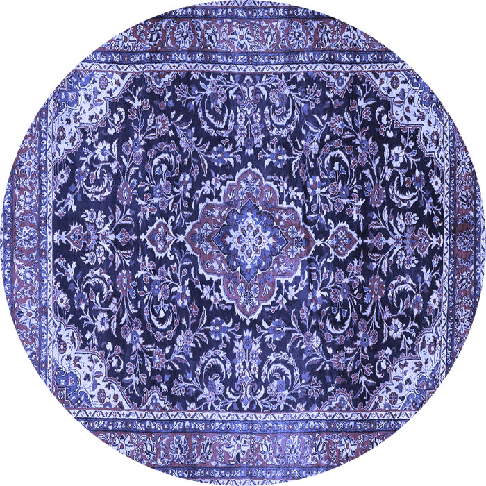 Round Medallion Blue Traditional Rug, tr2783blu