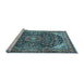 Sideview of Machine Washable Medallion Light Blue Traditional Rug, wshtr2783lblu