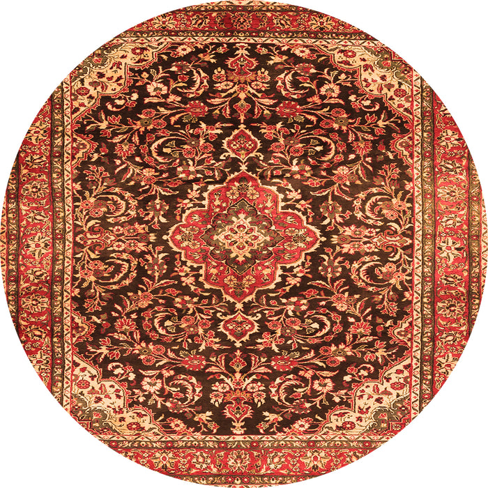 Machine Washable Medallion Orange Traditional Area Rugs, wshtr2783org