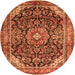 Machine Washable Medallion Orange Traditional Area Rugs, wshtr2783org