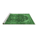 Sideview of Machine Washable Medallion Emerald Green Traditional Area Rugs, wshtr2783emgrn