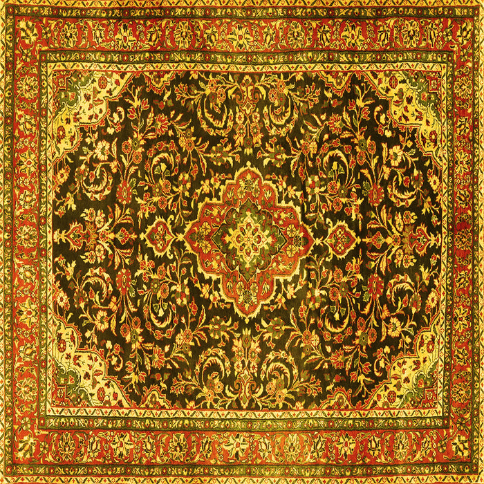 Square Medallion Yellow Traditional Rug, tr2783yw