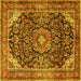 Square Medallion Yellow Traditional Rug, tr2783yw