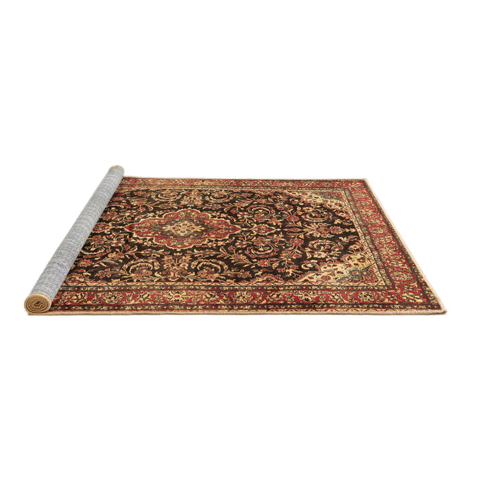 Sideview of Machine Washable Medallion Brown Traditional Rug, wshtr2783brn