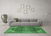 Machine Washable Medallion Emerald Green Traditional Area Rugs in a Living Room,, wshtr2783emgrn