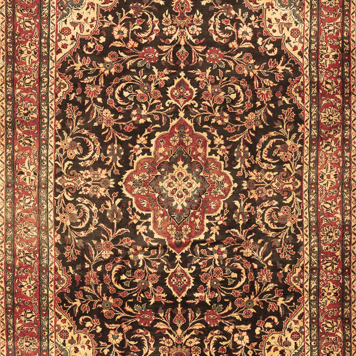 Machine Washable Medallion Brown Traditional Rug, wshtr2783brn
