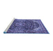 Sideview of Machine Washable Medallion Blue Traditional Rug, wshtr2783blu