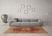 Machine Washable Medallion Brown Traditional Rug in a Living Room,, wshtr2784brn