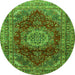 Machine Washable Medallion Green Traditional Area Rugs, wshtr2784grn