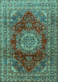 Medallion Turquoise Traditional Rug, tr2784turq