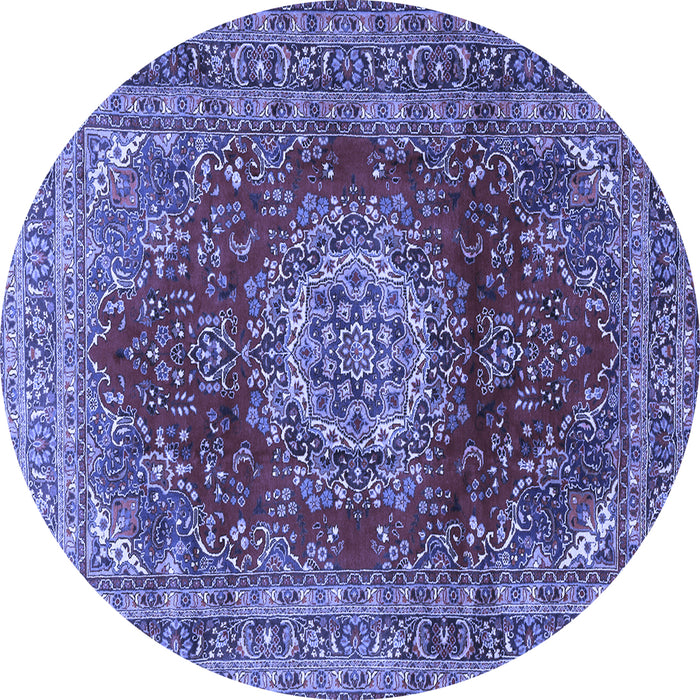 Round Medallion Blue Traditional Rug, tr2784blu