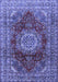 Machine Washable Medallion Blue Traditional Rug, wshtr2784blu