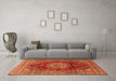 Machine Washable Medallion Orange Traditional Area Rugs in a Living Room, wshtr2784org