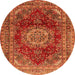 Machine Washable Medallion Orange Traditional Area Rugs, wshtr2784org