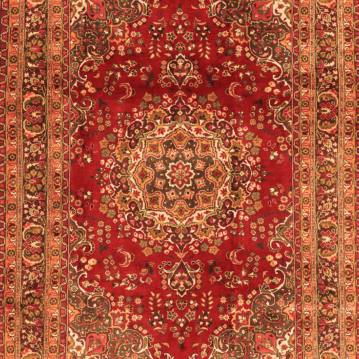 Serging Thickness of Machine Washable Medallion Orange Traditional Area Rugs, wshtr2784org