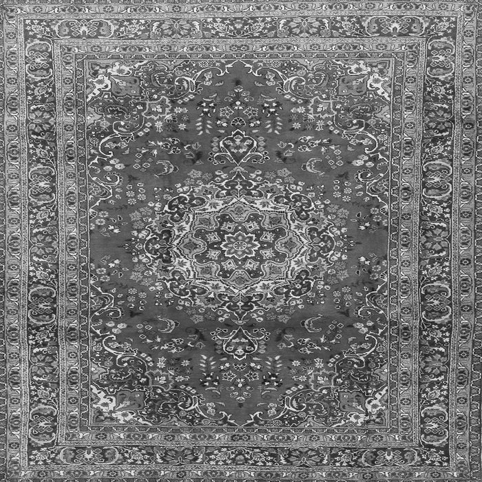 Round Machine Washable Medallion Gray Traditional Rug, wshtr2784gry