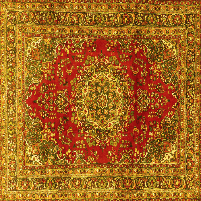 Square Medallion Yellow Traditional Rug, tr2784yw