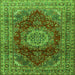 Round Machine Washable Medallion Green Traditional Area Rugs, wshtr2784grn