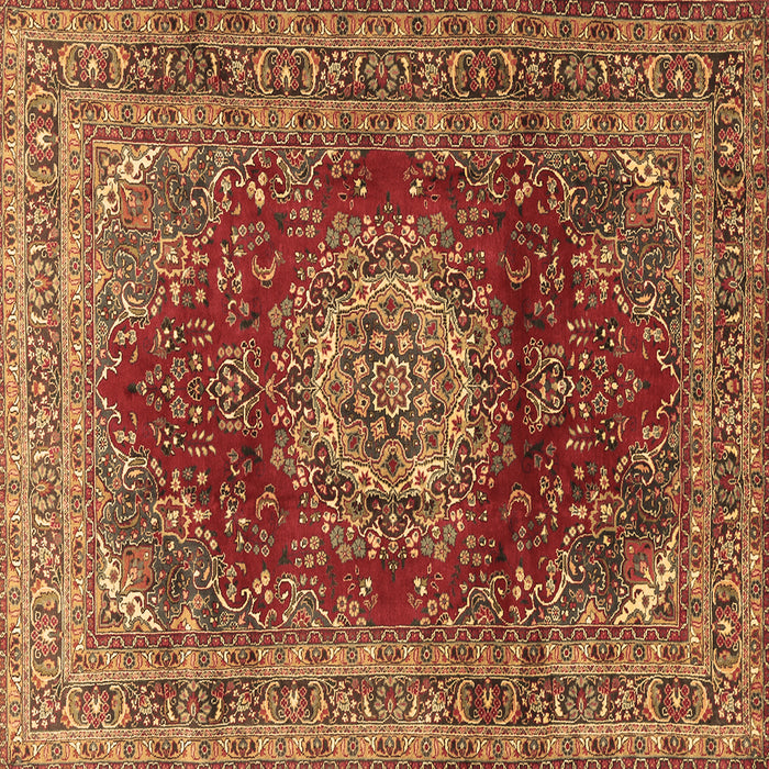 Square Machine Washable Medallion Brown Traditional Rug, wshtr2784brn