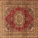 Square Machine Washable Medallion Brown Traditional Rug, wshtr2784brn