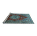 Sideview of Machine Washable Medallion Light Blue Traditional Rug, wshtr2784lblu