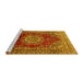 Sideview of Machine Washable Medallion Yellow Traditional Rug, wshtr2784yw