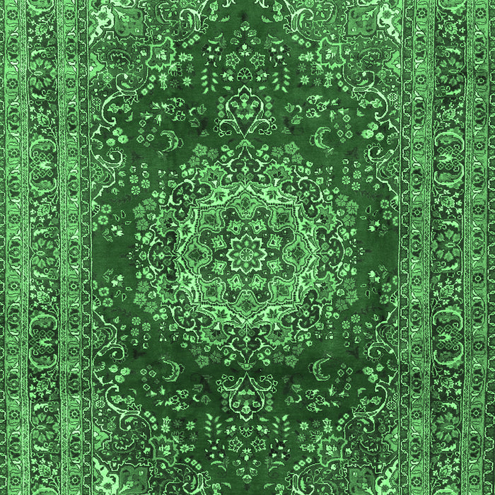 Machine Washable Medallion Emerald Green Traditional Area Rugs, wshtr2784emgrn