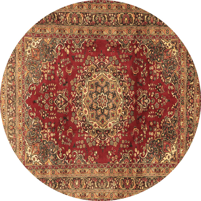 Round Medallion Brown Traditional Rug, tr2784brn
