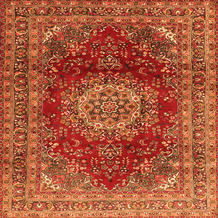 Serging Thickness of Medallion Orange Traditional Rug, tr2784org