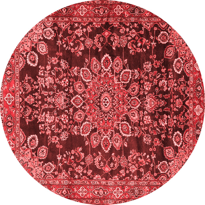 Machine Washable Medallion Red Traditional Rug, wshtr2785red