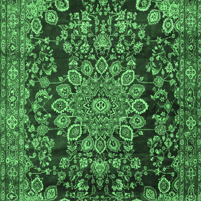 Machine Washable Medallion Emerald Green Traditional Area Rugs, wshtr2785emgrn
